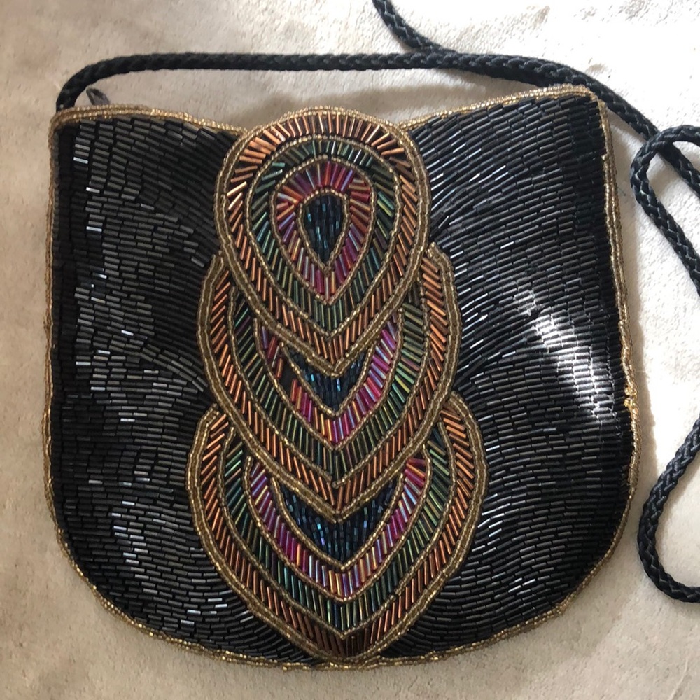 Beaded Peacock Feather Purse - Picture 1 of 4